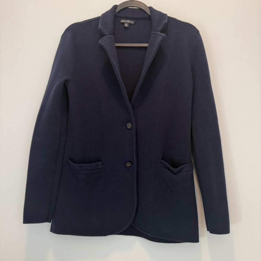 J.CREW MERCANTILE navy Cotton Knit Blazer Jacket XS Cardigan